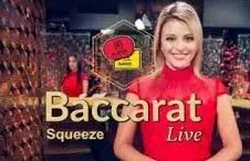 Baccarat Squeeze live table with card reveal suspense